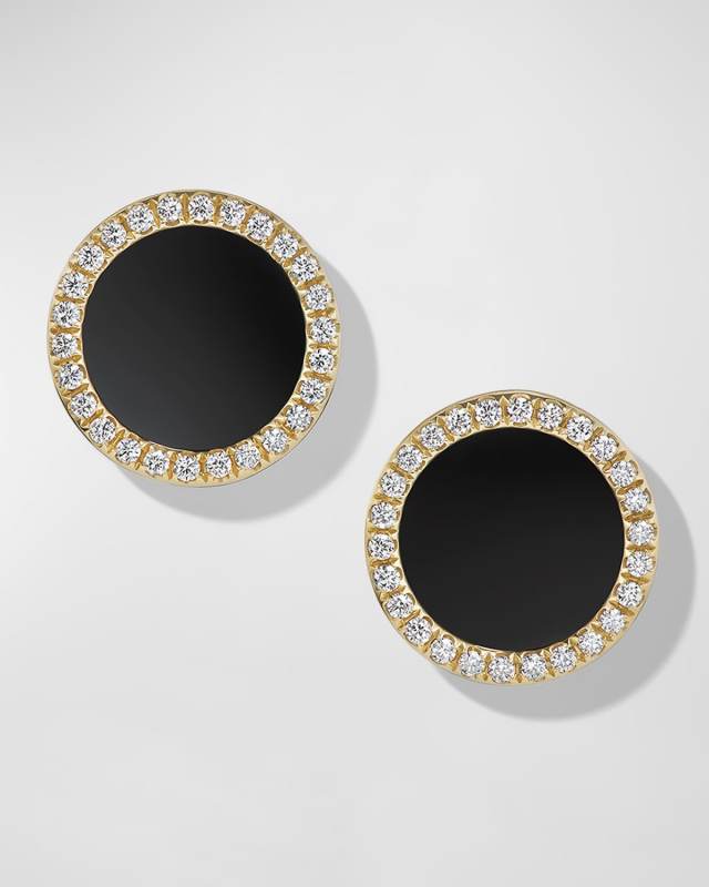 DY Elements Stud Earrings with Gemstone and Diamonds in 18K Gold, 11mm